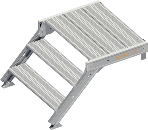 Layher Alu-Treppe 45° ohne Handlauf 0,80x0,60m, mit Plattform #1128703